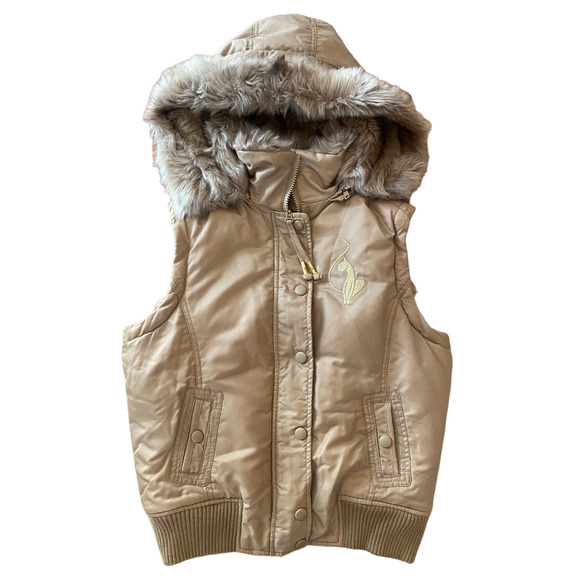 Baby Phat Jackets & Blazers - Y2K Baby Phat Tan Reversible Down Puffer Faux Fur Vest Medium